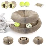 Nobleza 2 Pack Magic Organ Katzen Kratzbretter, 2-in-1 Cat Kratzbrett mit Glöckchen, Foldable Convenient Cat Scratcher Durable Recyclable, Katzenspielzeug Intelligenz Intelligenzspielzeug, 11*10*6.8CM