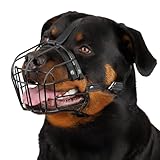 BRONZEDOG Hundemaulkorb Verstellbar Robustes PVC/Metalldrahtkorb für Große und Sehr Große Hunde mit Lederbändern Atmungsaktiv, Trinkfähig, Training, Verhindert Beißen (Rottweiler, PVC)