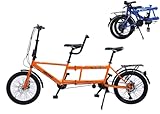 YXWJ Klassisches Tandem -Fahrrad - Stadt Tandem Faltbares Adult Beach Cruiser Bike Verstellbarer 7 Geschwindigkeiten, Familie 3-Sitzer, Orange
