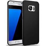 Verco Kompatibel mit Samsung Galaxy S7 Edge Hülle, Matte Rückschale Schutzhülle für Samsung S7 Edge Case Silikon Handyhülle - Schwarz