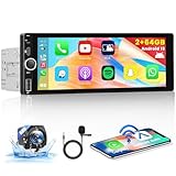 2GB+64GB 1 Din Android 13 Autoradio mit Navi Wireless Carplay Android Auto, 6,9 Zoll Bildschirm Radio Bluetooth Mirror Link WiFi FM/RDS/EQ/USB Lenkradsteuerung Rückfahrkamera