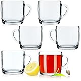 KADAX Teegläser 310 ml, 6er Set, Gläser mit Griff, Glastassen für 6 personen, spülmaschinenfest, Trinkgläser für Kaffee, Tee, Wasser, Saft, Drink, Saftgläser, Wassergläser, Gläserset