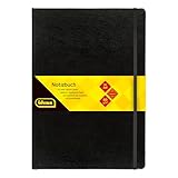 Idena 209280 - Notizbuch DIN A4, kariert, Papier cremefarben, 192 Seiten, 80 g/m², Hardcover in Schwarz