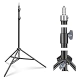 NEEWER Fotografie Lichtstativ 87cm–200cm, federbelastetes Aluminium Stativ mit ø28mm dickerem Rohrdurchmesser für Ringlicht/LED Licht/Blitz/Softbox, maximale Belastung 22 Pfund, ST-200 Schwarz