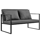 casa.pro Gartenbank 'Lerum' 70 x 114 x 60 cm Gartensofa Bank Parkbank Sitzbank Lounge Eisen Schwarz/Dunkelgrau