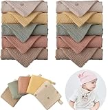 10 Stück Baby Musselin Waschlappen Kinderservietten, Handtücher Set für Neugeborene, 23x23cm Gesichtstücher und Badetuch, Mehrweg Baby Waschlappen 100% Baumwolle Zufällige Farbe