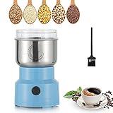 Moongiantgo Getreidemühle Multifunktionale 200W 14500rpm Gewürzmühle Ultrafeine Kaffeemühle, 300ml Kapazität, Edelstahl, Transparenter Deckel, für Trockenmaterialien, Gewürze, Kräuter, Kaffee (Blau)