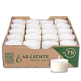 Wenzel Teelichter 10h – 40er Set vegane Raps-Teelichter – CO2-neutral, ohne Alu – transparente Hülle – Made in Germany – Teelicht für Pyramiden, Weihnachten & Notfall – plastikfrei & nachhaltig