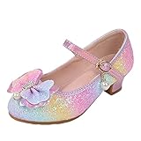 TDEOK Kinderschuhe Mode Flache Prinzessin Schuhe Bowknot Perle Kinder Weiche Sohle Kleine Lederschuhe Baby Kristallschuhe Kinder Badeschuhe (Pink, 30 Little Child)