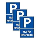 SL group - 3 Schilder 'Parkplatz - Nur für Mitarbeiter' 20 x 30 cm aus stabiler PVC Kunststoff-Platte - Parkplatzschild für Mitarbeiterparkplatz - Parken erlaubt nur für Angestellte & Mitarbeiter