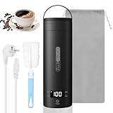 Elektrischer Reisewasserkocher Klein 500ml, Mini Wasserkocher Tragbar 316 Edelstahl Doppelschicht, Temperatureinstellung, Schnellkoch, Automatische Abschaltung, Für Tee, Kaffee, Camping, Büro, Hotel