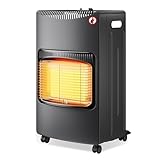 Wiltec mobile Gasheizung 4,2 kW, Gasheizstrahler 42 x 45 x 75,7 cm, Heizstrahler Innenraum mit Kippschutz, ODS und Rollen, Gasheizer kompatibel mit 13 kg Gasflasche