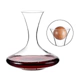 Amisglass Dekanter 2000ML, 100% Bleifreier Dekantierer aus Kristallglas, Weinkaraffe, Weinzubehör, Weinbelüfter mit Breiter Basis, Weingeschenk - Mit Zubehör (Korkverschluss)