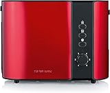 SEVERIN Automatik-Toaster, Toaster mit Brötchenaufsatz, hochwertiger Edelstahl Toaster zum Toasten, Auftauen und Erwärmen, 800 W, Fire Red Metallic / Schwarz, AT 2217