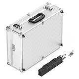 Wiltec Alu Universalkoffer 46x33x15,2 cm, Alubox abschließbar für Aufbewahrung und Transport von Werkzeug, Messgeräten usw., mit Griff und Tragegurt