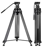 Cayer BV30 Video Tripod, Robust Aluminium Alloy Camera Tripod with 360° Fluid Head, Quick Release Plate Compatible with Canon Nikon Sony and Other DSLR Camera Camcorders, 8 kg Load Capacity