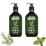 Rosemary and Mint Oil Shampoo, Bio Rosmarinöl Shampoo Reparierendem Keratin, Strengthening Feines Haar Gegen Graue und Fettiges Haare, Haarpflege für Trockene & Kaputtes (2pc, 400ml)