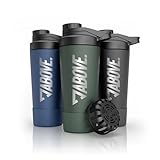 ABOVE. Protein Shaker Edelstahl 750ml – BPA-frei & isolierend: hält 12H heiß/kalt – integrierte Skala & 100% auslaufsicherer Deckel – robust & langlebig – spülmaschinengeeignet bis 45°C (Olive)