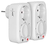 revolt Steckdose Timer: Zeitschaltuhr mit Lichtsensor-Schaltung, 8-Stunden-Timer, 2er-Set (Steckdose mit Zeitschaltuhr, Countdown Timer, Dämmerungsschalter)