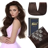 HotLulana Clip in Extensions Echthaar 7pcs Dunkel Braun Extensions Echthaar Invisible Clip Extensions Echthaar Remy Echthaar Extensions 14 Zoll 35cm 80g Clip Extensions Skin Weft Haarverlängerung 2#