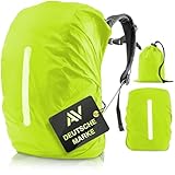 AVANA Regenschutz für Rucksäcke mit Reflexstreifen (10-70L) wasserdichte Regenhülle Schulranzen Reflektor Rucksack Cover reflektierender Rucksacküberzug Neongrün