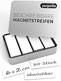 YOURGANIZE® Magnetstreifen beschreibbar | 80 Stück, 60x20 mm | Magnetschilder zum Beschriften | Für Kühlschrank, Whiteboard & Tafel | Magnetstreifen | Weiß