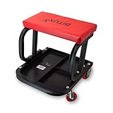 MS Point Werkstatthocker Werkstattsitz Arbeitshocker Rollhocker mit Rollen und Ablagen (Rot)