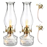 2 Pcs Petroleumlampe Öllampe Laterne Metall Glas Drehfassung Retro-Öllampe Innen Outdoor Spiegelkerosenlampe Innenbereich Winddicht Öllampe Antike Vintage Notlicht Transparentes Kerosinlaterne