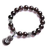 OIFAODAO, Kristall-Armband aus echtem natürlichem EIS-Obsidian, Fuchs-Kristall, for Damen, Obsidian-Armband mit Regenbogenauge, 925er Silber-Armband ，Obsidian-Armband