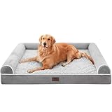 WESTERN HOME Hundebett Grosse Hunde Hundekörbchen Mittelgroße Hunde, Orthopädisches Hundebett Abwaschbar,Hundebett Mit Rand Grau L 106 x B 76 x H 19 cm