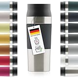 Blumtal Thermobecher 500 ml - Kaffeebecher to go aus Edelstahl - auslaufsicherer Isolierbecher kalt/heiß - Mug mit 360° Trinköffnung - Thermosbecher mit Quick-Press-Verschluss - Coffee Mug - Schwarz