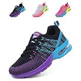 Hitmars Laufschuhe Damen Turnschuhe Luftpolster Sneaker Atmungsaktiv Sportschuhe Leicht Joggingschuhe rutschfest Straßenlaufschuhe Walkingschuhe Fitness Running Outdoor Schwarz EU 38