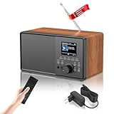 HABOWN DAB+/DAB Retro Radio mit Bluetooth 5.0 & Fernbedienung, Nostalgie-Design mit 2,4 Farbdisplay, Doppelwecker + 30 Senderspeicher, USB/AUX, Schlaf-Timer,Küchenradio Radiowecker