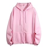 Generisch Sweatjacke Damen mit Kapuze Oversize Freizeit Full Zip Übergangsjacke Sweatshirt Jacke Damen Kapuzenjacke Oberteile Pullover für Frauen Langarm Zip Hoodie Jacke Langarm Tops Mädchen (L)