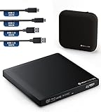 techPulse120 Externes USB 3.1 USB-C UHD 4k 3D M-DISC Blu-ray DVD CD BDXL HDR10 128GB Laufwerk Brenner Burner Superdrive BD Imperator Paket Tasche 90cm Anschlusskabel Aluminium Schwarz