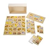GICO Domino Spiel Tiere aus Holz für Kinder und Erwachsene für Zuhause oder als Reisespiel - 7967