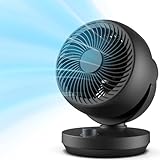 Ventilator Leise, 22dB Tischventilator sehr Leistungsstarker 3D Turbo Ventilatoren. 3 Geschwindigkeiten und 90° Verstellbare Neigung für Büro, Schlafzimmer, Wohnzimmer18m² Räume,Schwarz