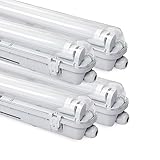 Gimisgu 4er Pack LED Feuchtraumleuchte 150cm, 24w Wannenleuchte, 2040lm Kaltweiß 6000k T8 LED Röhre, IP65 Wasserfest Feuchtraumlampe Nassraumleuchte Werkstattlampe für Garage, Keller, Büro