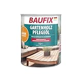 BAUFIX Gartenholz-Pflegeöl lärche, seidenmatt, 1 Liter, lösemittelhaltiges Holzöl für den Außenbereich, mit Imprägnierwirkung