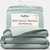 Bambaw Bettbezug Bambus 135x200 cm, Kühlende Bettwäsche, Bettbezug Sommer, Hautfreundlicher Allergie Deckenbezug, nachhaltige und umweltfreundliche 100% Bambus Bettwäsche 135x200 cm (Seegrün)