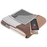 Ibena Pittsburgh Baumwolldecke 140x200 cm - Kuscheldecke Biobaumwolle Patchwork Muster braun beige, angenehm leichte und kuschelweiche Wolldecke, hochwertige Qualität Made in Germany