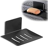Seifenhalter Ohne Bohren,Seifenschale Wandmontage,Seifenhalter Dusche,Edelstahl Seifenschale Schwarz mit Klebepad,Seifenablage Dusche für Badezimmer Küche