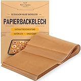 Backpapier Zuschnitte, 120 Stück Pergamentpapier zum Backen - Halbblechpfannen 30x41 cm | Butterbrotpapier Braun für Backen, Kochen & Braten - Einfache Anwendung & Reinigung von Baker's Signature