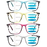 COJWIS 4 Pack Gleitsichtbrille Progressives Multifokale Lesebrille Damen Herren Anti-Blaulicht Lesebrillen mit Federscharniere Brille (4 Farbe Mischen, 1.75, x)