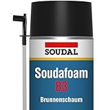 Soudal Soudafoam B3, 750ml einkomponentiger Polyurethanschaum, Brunnenschaum mit Adapter