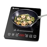 AMZCHEF Induktionskochplatte,2000W Einzelinduktionskochfeld mit schlankem Design, 20 Leistungsstufen,20 Temperatureinstellungen, Sicherheitsverriegelung,3-Stunden-Timer, Schwarz