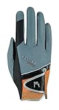Roeckl Sports Reithandschuh Madrid, Turnier Sommer Handschuh, Grau/Orange 9.5