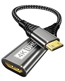 BRV Explorer Mini HDMI auf HDMI Adapter, 4K 60Hz Mini HDMI Adapter, Mini HDMI Stecker auf HDMI Buchse Adapter mit 3D HDR 18Gbps kompatibel mit DSLR, Camcorder, Laptop, Tablet, HDTV, Projektor, Kamera