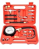 16tlg Motor Kompressionstester Kompressionsprüfer, 0-10 Bar | 0-140 Psi, mit Adapter M8, M10, M11, M12, M14, Kompressionsmesser Benzin Motoren HDi, TDCi, Kfz PKW LKW