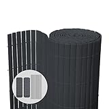 VOUNOT PVC Sichtschutzmatte 80 x 300 cm Verstärkung Innen, Sichtschutz für Garten Balkon Terrasse Zaun, Sichtschutzzaun Balkonverkleidung Windschutz, Grau